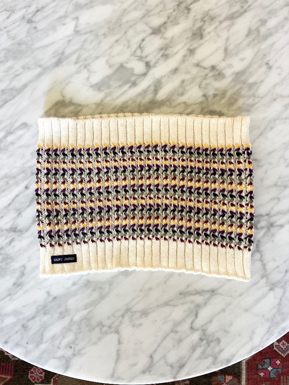 Saint James Wool Blend Neck Warmer Snood Striped French Scarf